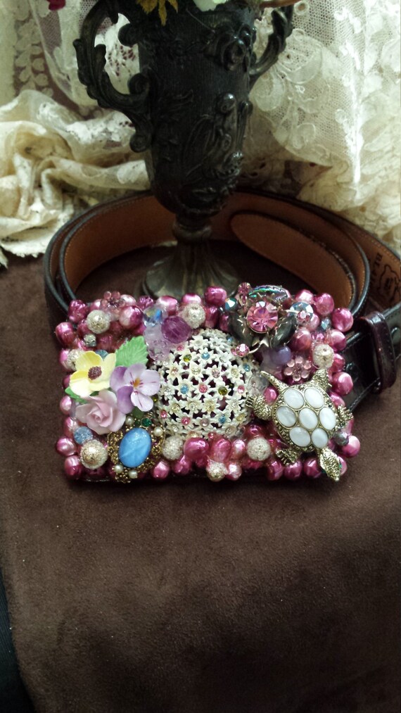 Rare Vintage Rhinestone Crystal Jeweled Belt Buckle Portrait‎ Mexican Religious m_69a127efd50746c30413a83c.jpg main image 4