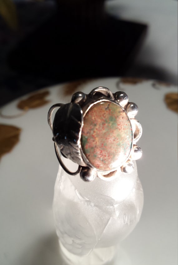 Sterling silver vintage fire agate ring