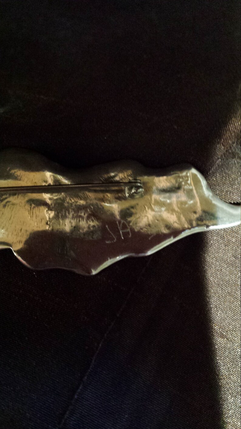 Sterling silver three horse brooch artist signed