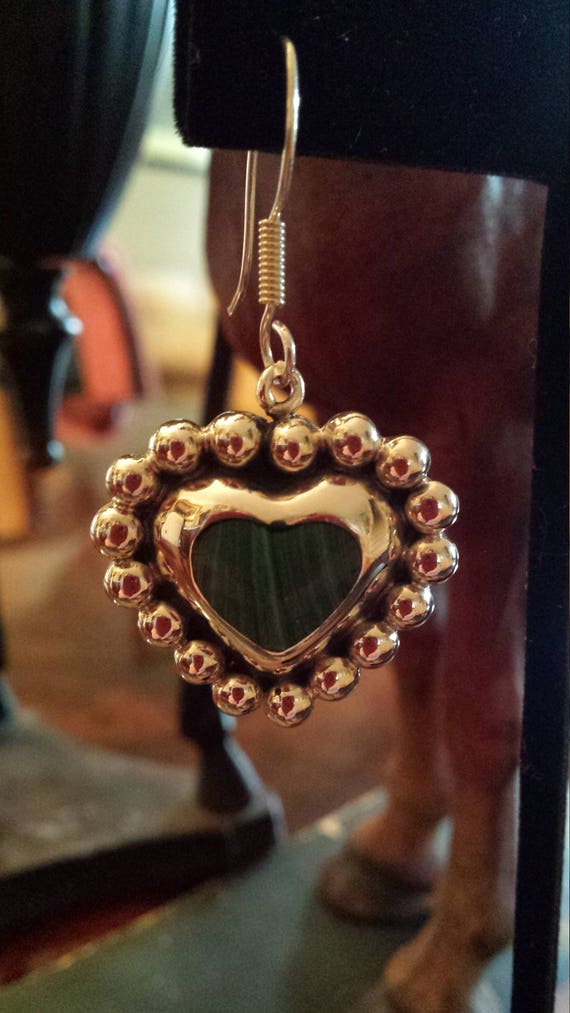 sterling silver malachi heart dangle earrings - image 3