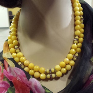 Two strand yellow faceted jade necklace image 5