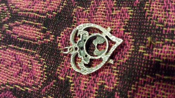 Sterling silver vintage pendant with two love bir… - image 2