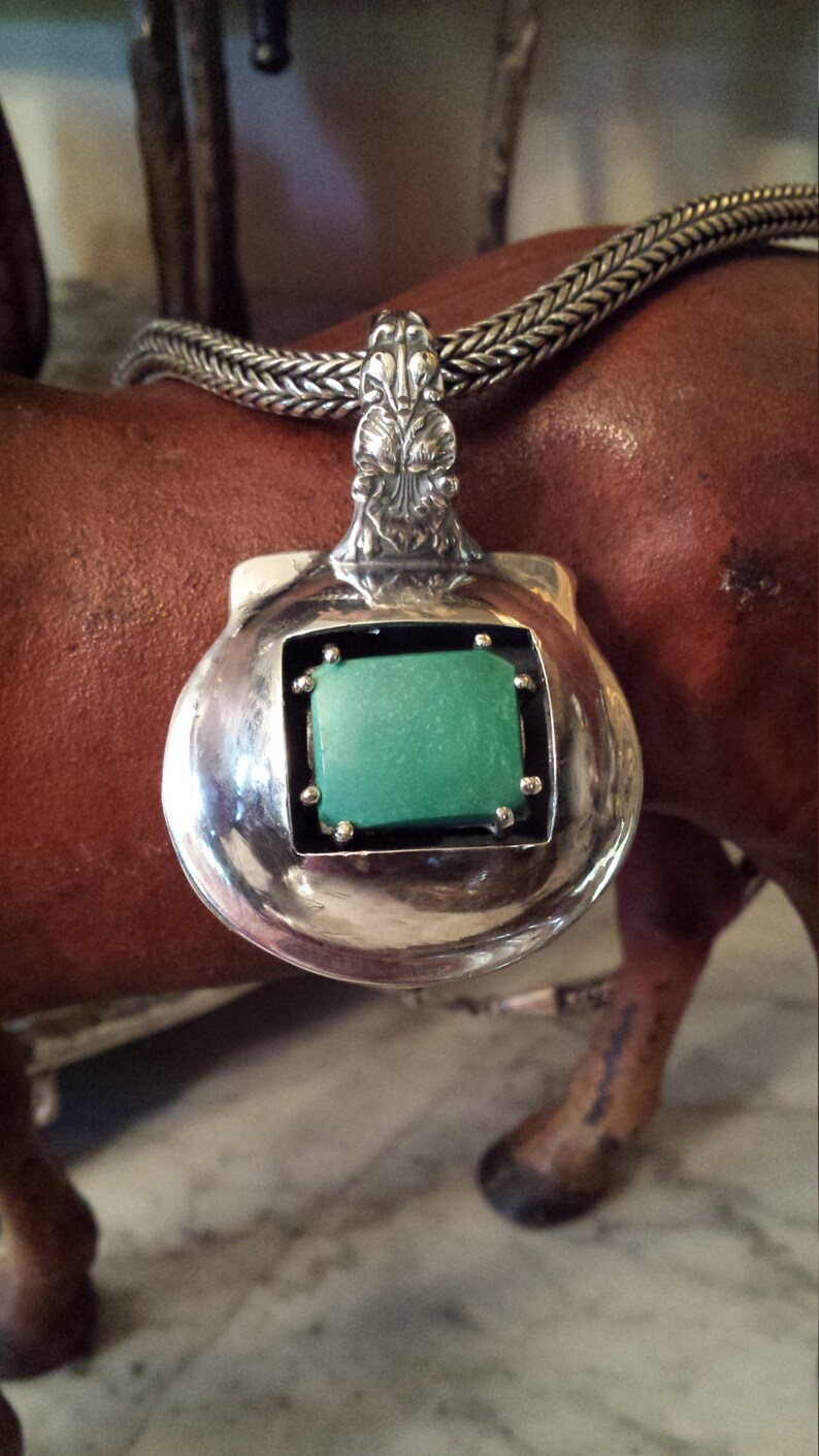 Sterling silver turquoise vintage pendant image 5