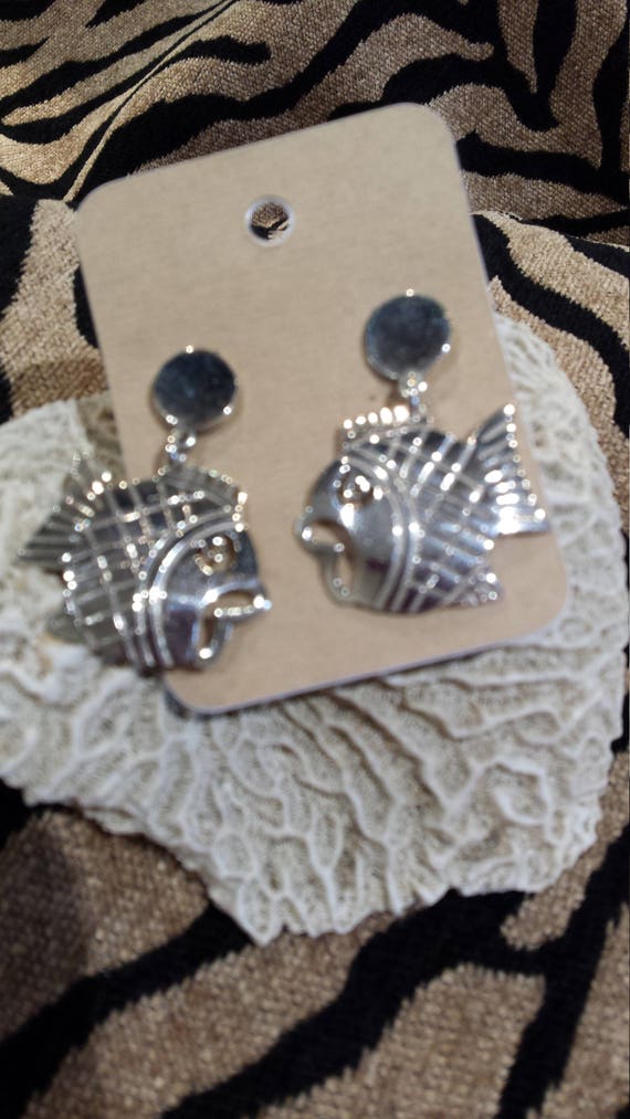 Sterling silver vintage fish earrings