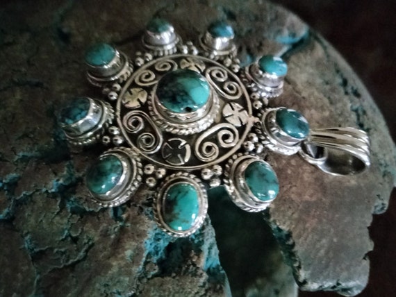 Sterling Silver turquoise large pendant - image 2