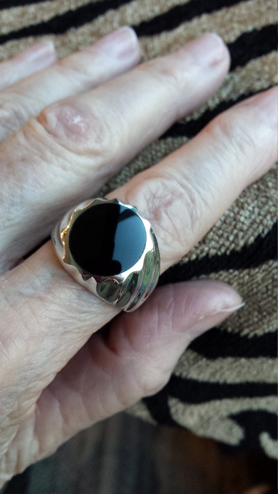 Sterling silver black onyx ring - image 1