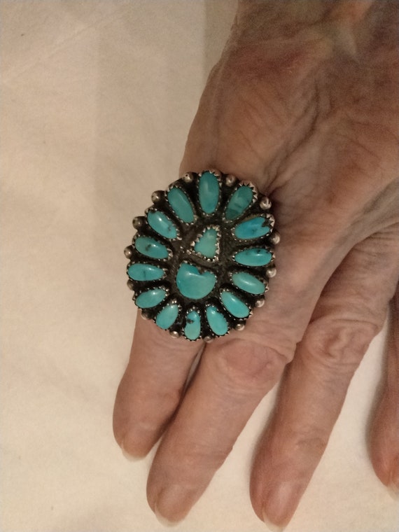 Sterling Silver Turquoise Native American Ring, Size 8] - Etsy