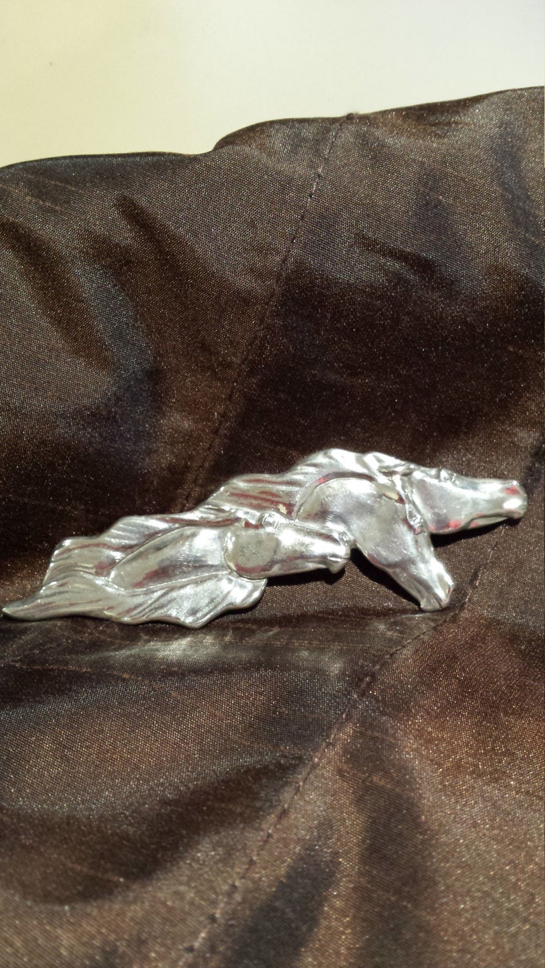 Sterling silver three horse brooch artist signed