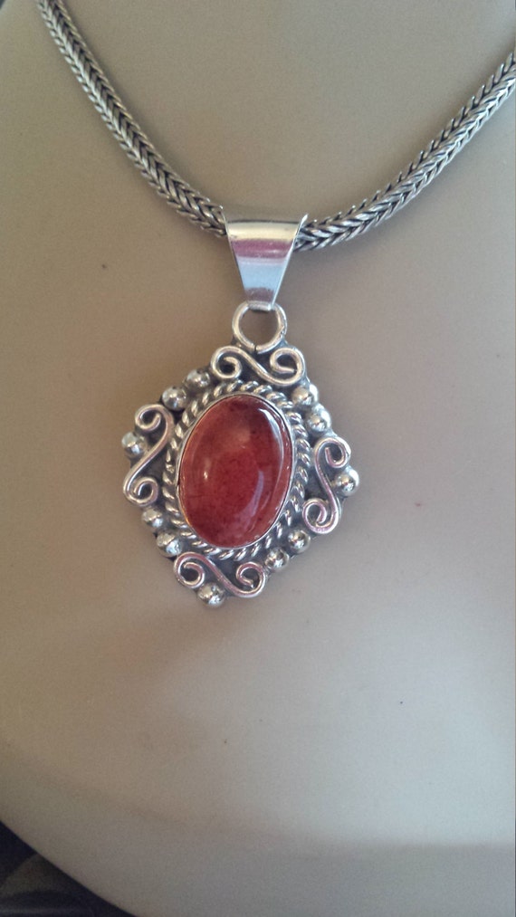 Amber sterling silver pendant
