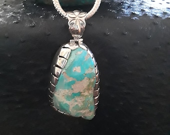 Turquoise Sterling Silver large pendant with large bail