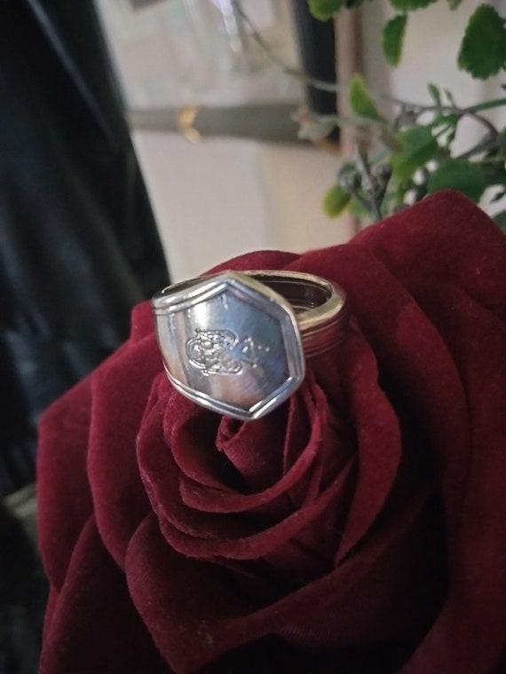 Sterling Silver spoon ring with eagles Scottish Cr