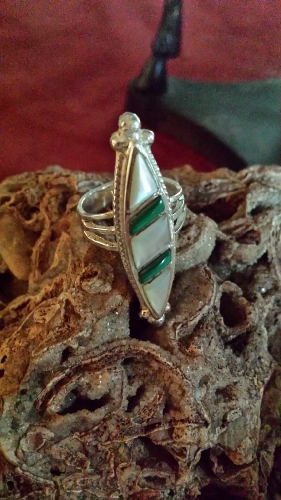 Sterling silver native American turquoise and she… - image 1