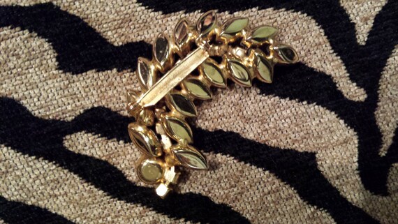 Brooch vintage orange red brown rhinestone - image 5