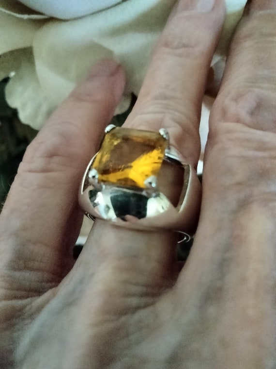 Sterling Silver yellow topaz ring