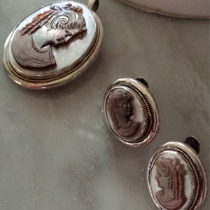 Sterling silver cameo vintage set image 3