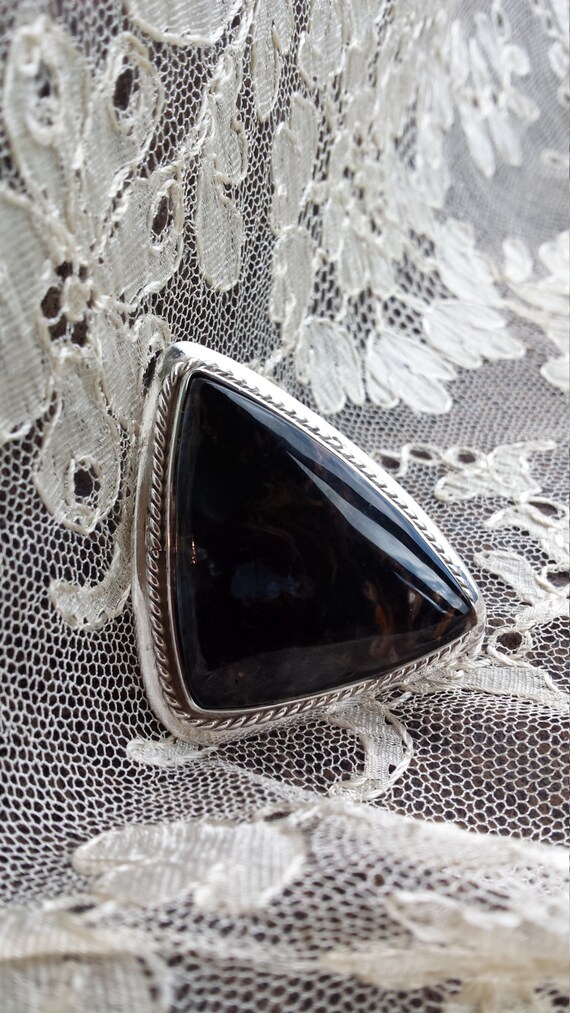 Sterling silver Natural Montana Agate statement r… - image 4