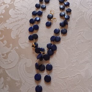 Lapis Lazuli long strand necklace with matching earrings
