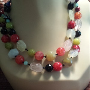 Two strand assorted semi precious stones necklace image 1