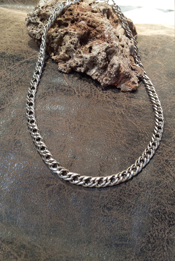 Sterling silver men's heavy duty chain link vinta… - image 1