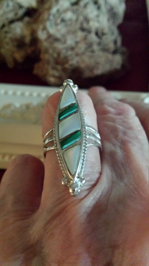 Sterling silver native American turquoise and she… - image 3