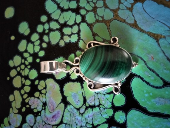 Sterling Silver Malachite Pendant - image 3