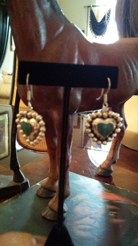 sterling silver malachi heart dangle earrings - image 2