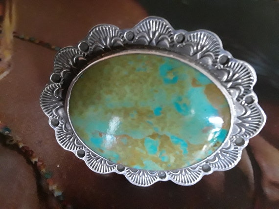 Large turquoise sterling silver native American a… - image 3