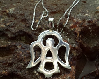 Sterling silver vintage angel pendant with sterling silver chain