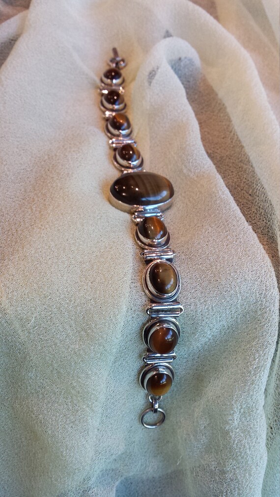 Sterling silver tiger eye bracelet - image 4