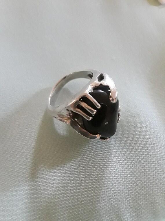 Sterling Silver black onyx contemporary style rin… - image 1