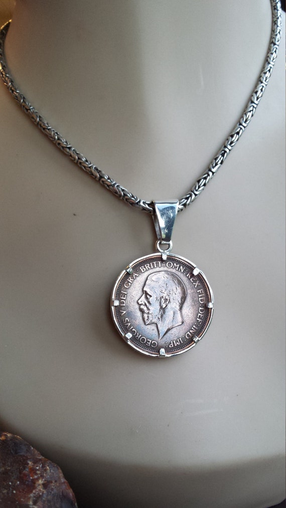 Sterling silver framed 1936 large penny pendant