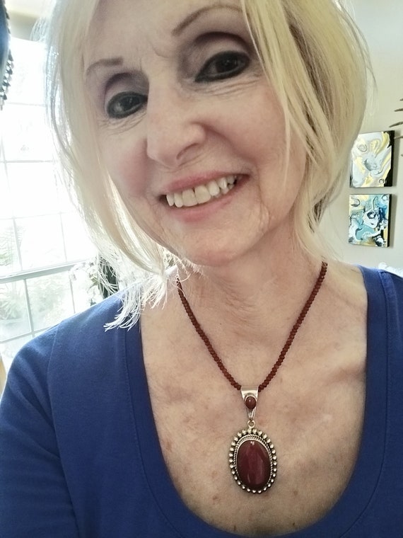 Ruby Red Jasper pendant with Ruby necklace - image 2