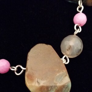 Turquoise jasper, pink jade linked bracelet image 4