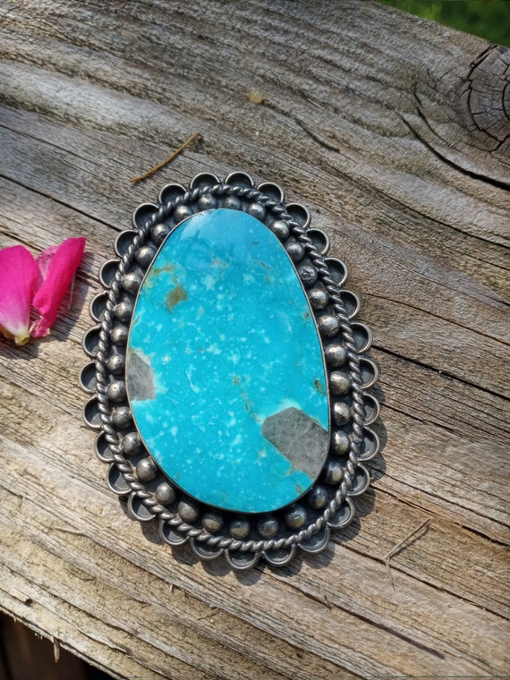 Sterling silver antique Native American turquoise… - image 4