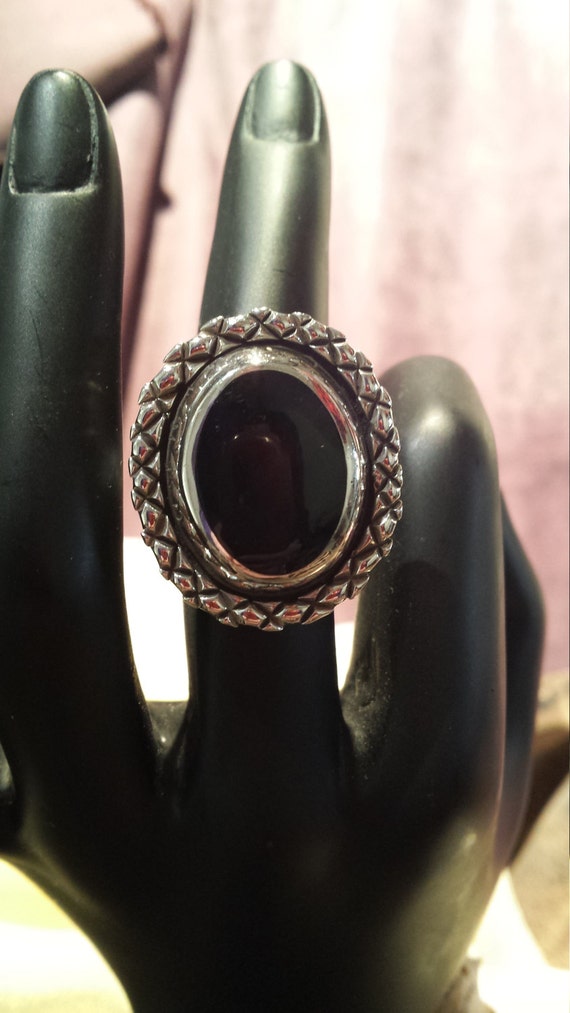 Sterling silver black onyx ring - image 2