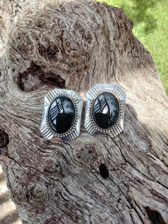 Sterling Silver Black Onyx stud earrings