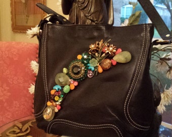 Purse leather vintage jeweled