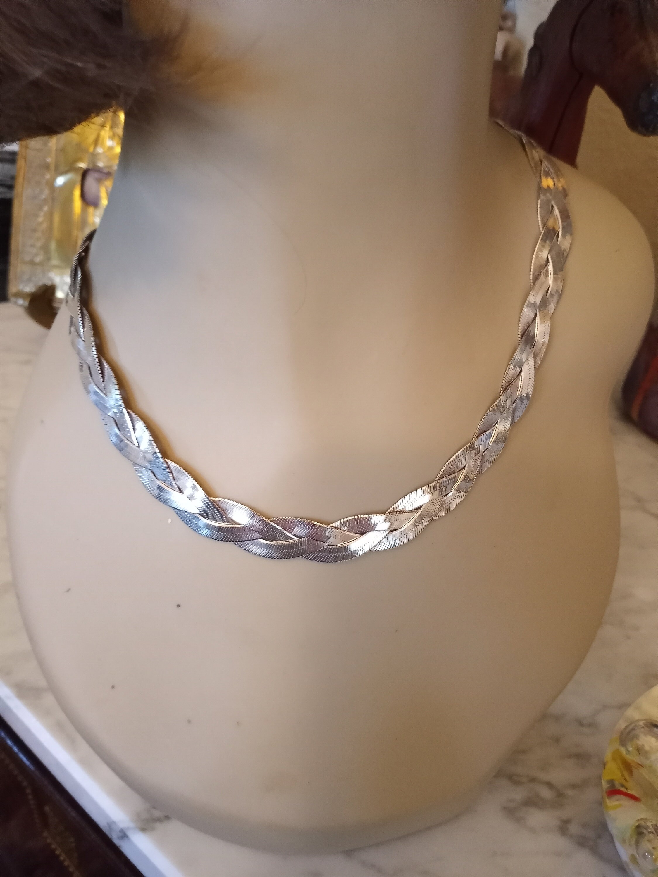 Sterling silver vintage three strand braided serpentine | Etsy