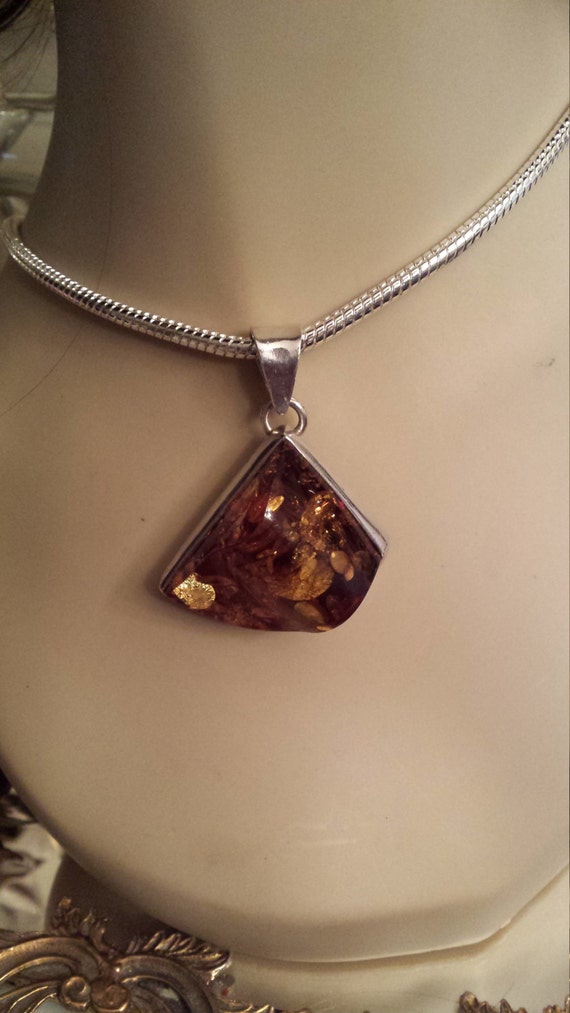 Baltic amber sterling silver pendant