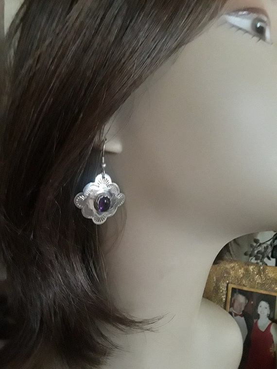Amethyst dangle pierced earrings - image 5