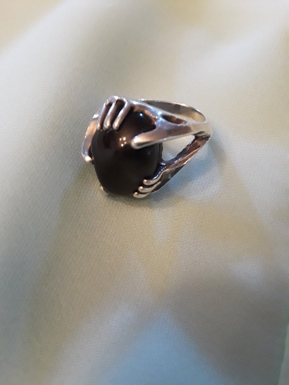 Sterling Silver black onyx contemporary style rin… - image 8