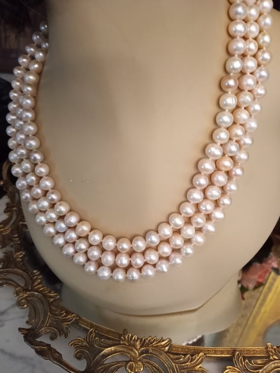 4.5-5mm White Cultured Freshwater Potato Pearl Knotted Necklace with Sterling Silver Clasp 20