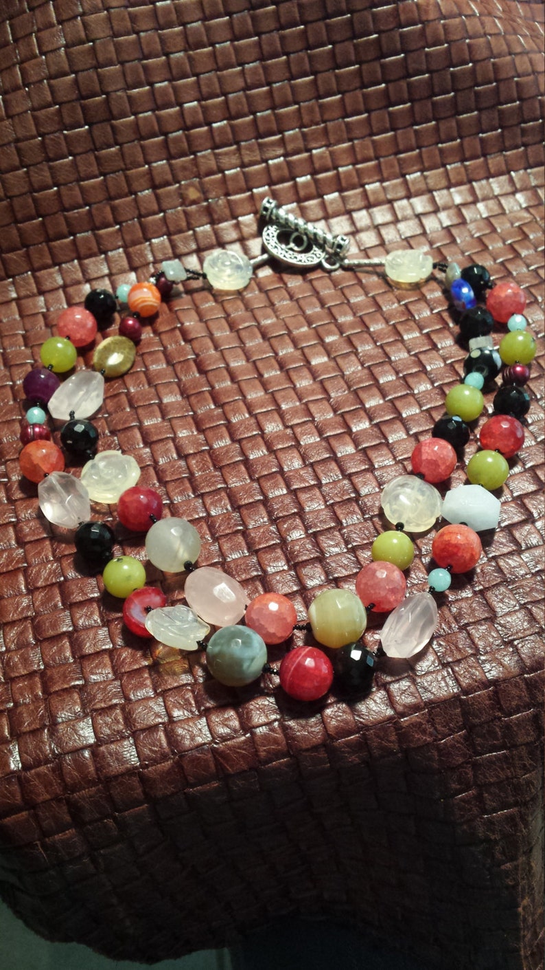 Two strand assorted semi precious stones necklace image 3