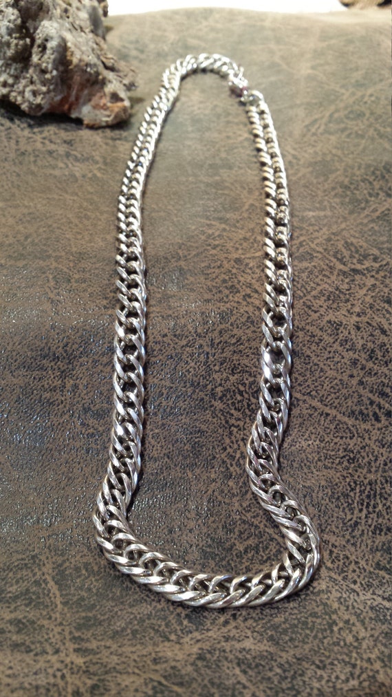 Sterling silver men's heavy duty chain link vinta… - image 3