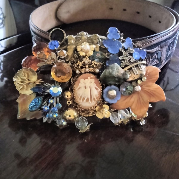 Vintage jeweled belt buckle