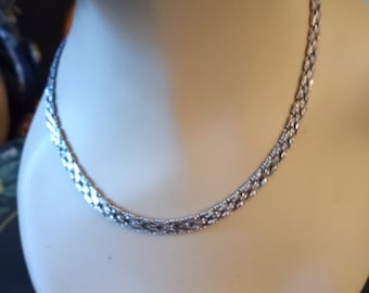 Sterling silver flat ornate necklace made in Italy