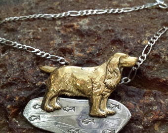 Sterling silver vintage dog pendant with sterling silver chain