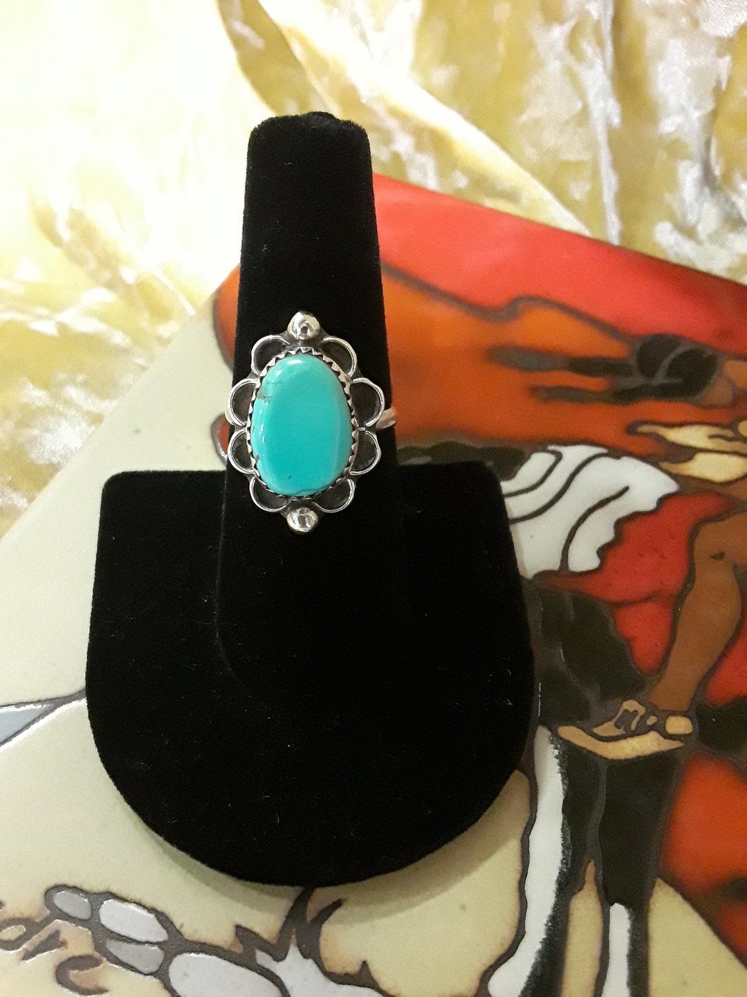 Native American Sterling Silver Turquoise Artist Ring, Size 7 - Etsy