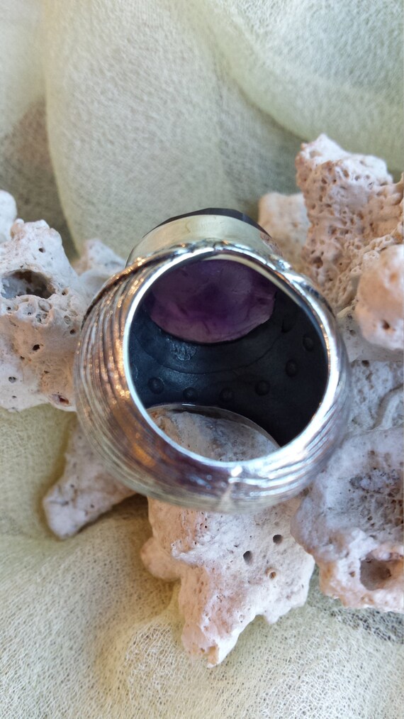 Sterling silver amythyst dome ring - image 4