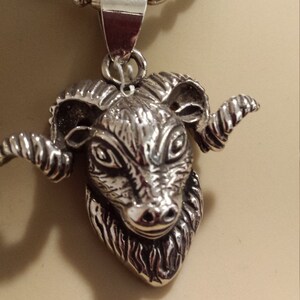 Sterling silver vintage rams head pendant with chain